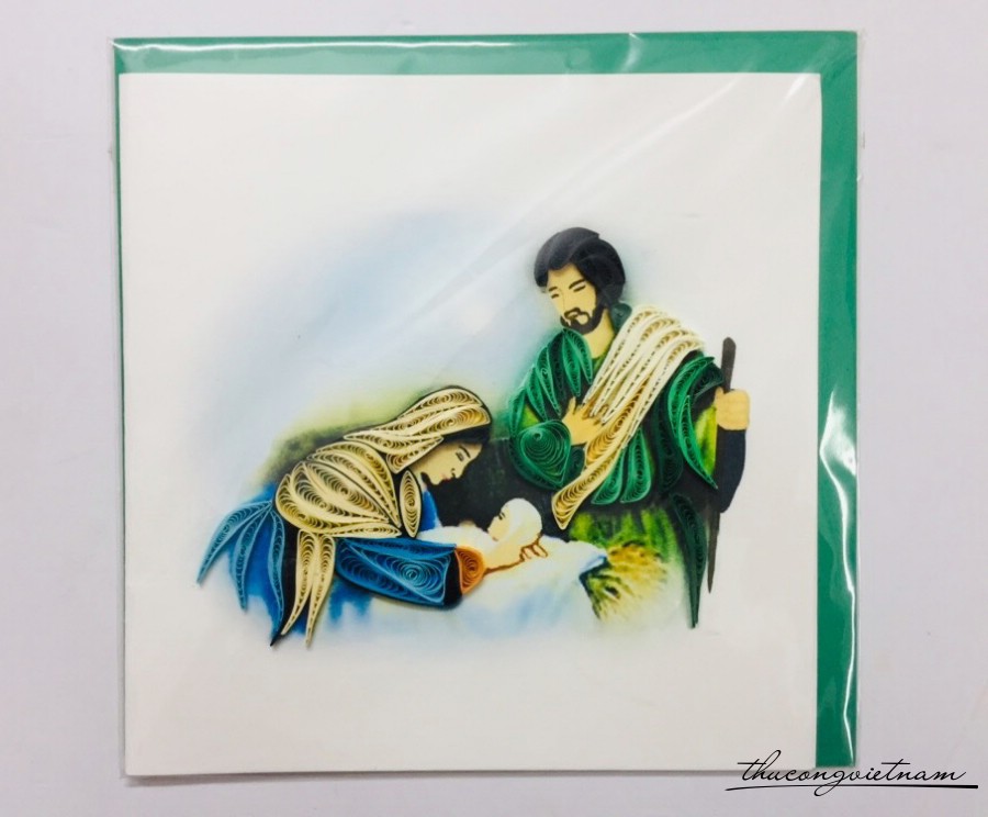 Thiệp quilling 1 - Đức Mẹ, Chúa và Thánh Giuse